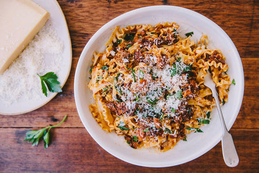 Curly Fettuccini Pasta With Beef Ragu